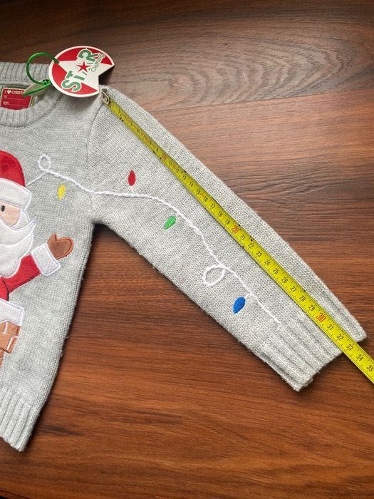 Новорічний різдвяний светр 2-3р 92-98см Санта новогодний свитер акрил