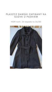 Płaszcz damski zapinany na guziki z paskiem H&M roz. 36 (wypada 36/38)