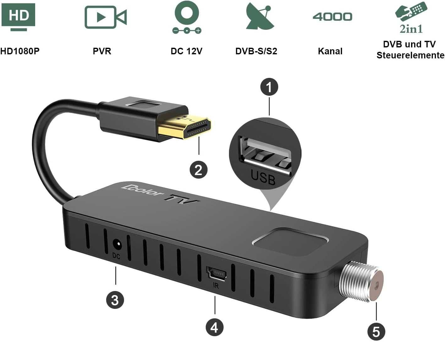 Tuner dekoder cyfrowy DVB-T2 Dcolor hevc mini stick tv naziemnej