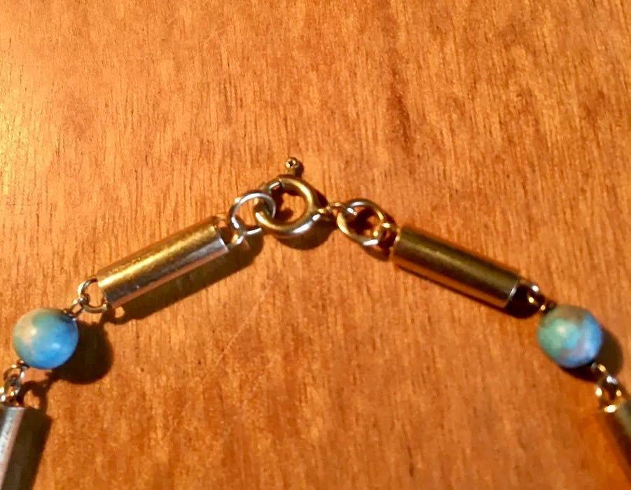 PULSEIRA ANTIGA - prata dourada Águia 835 e turquesas - 22 cm/s