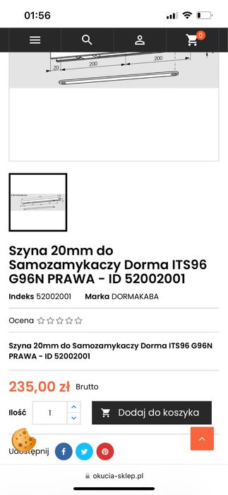 Dorma its 96 2-4 /3-6 szyna samozamykacz