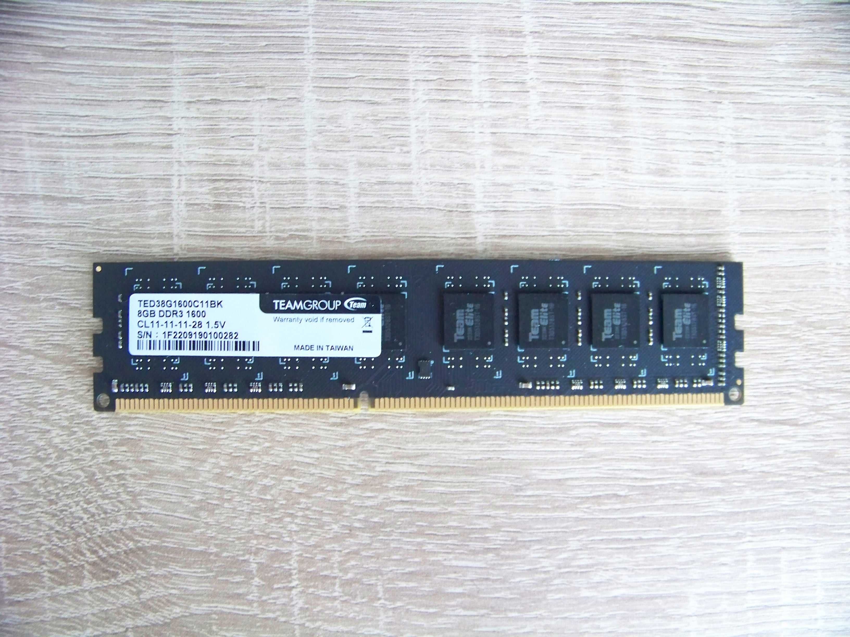 Новая оперативная память Team Elite DDR3 8GB 1600, гарантия до 2026