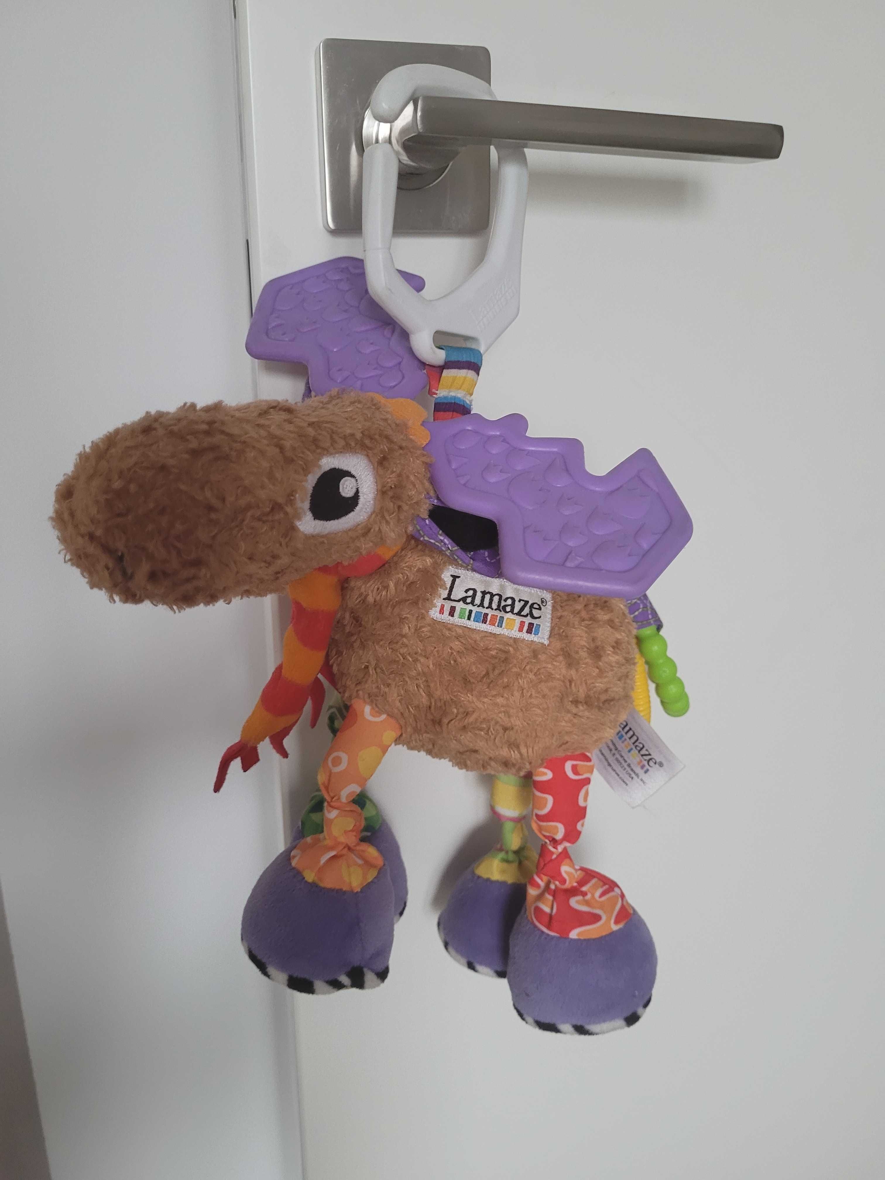 Zabawki sensoryczne gryzak PANI ŁOŚ Lamaze + króliczek PLAYGRO