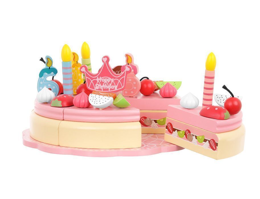 Drewniany Tort Urodzinowy do Krojenia Ciasto na Magnesy dla Dzieci