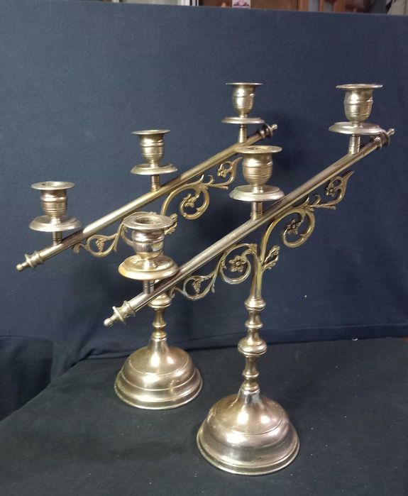 Par de castiçais antigo 3 velas