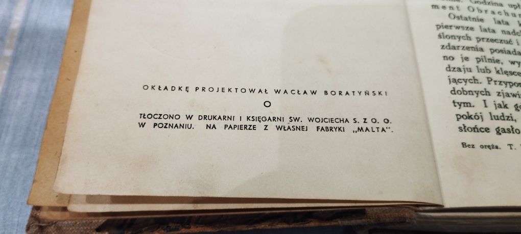 Bez oręża Tom pierwszy Zofia Kossak stare wydanie 1939r. oprawa płótno