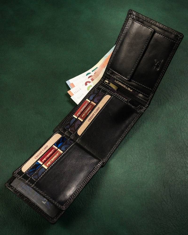 klasyczny, skórzany portfel męski z systemem rfid - peterson