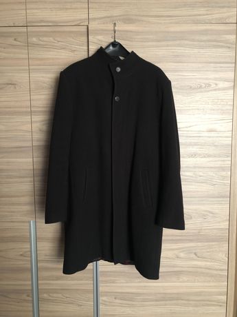 Elegancki czarny płaszcz męski wełna z kaszmirem rozmiar L