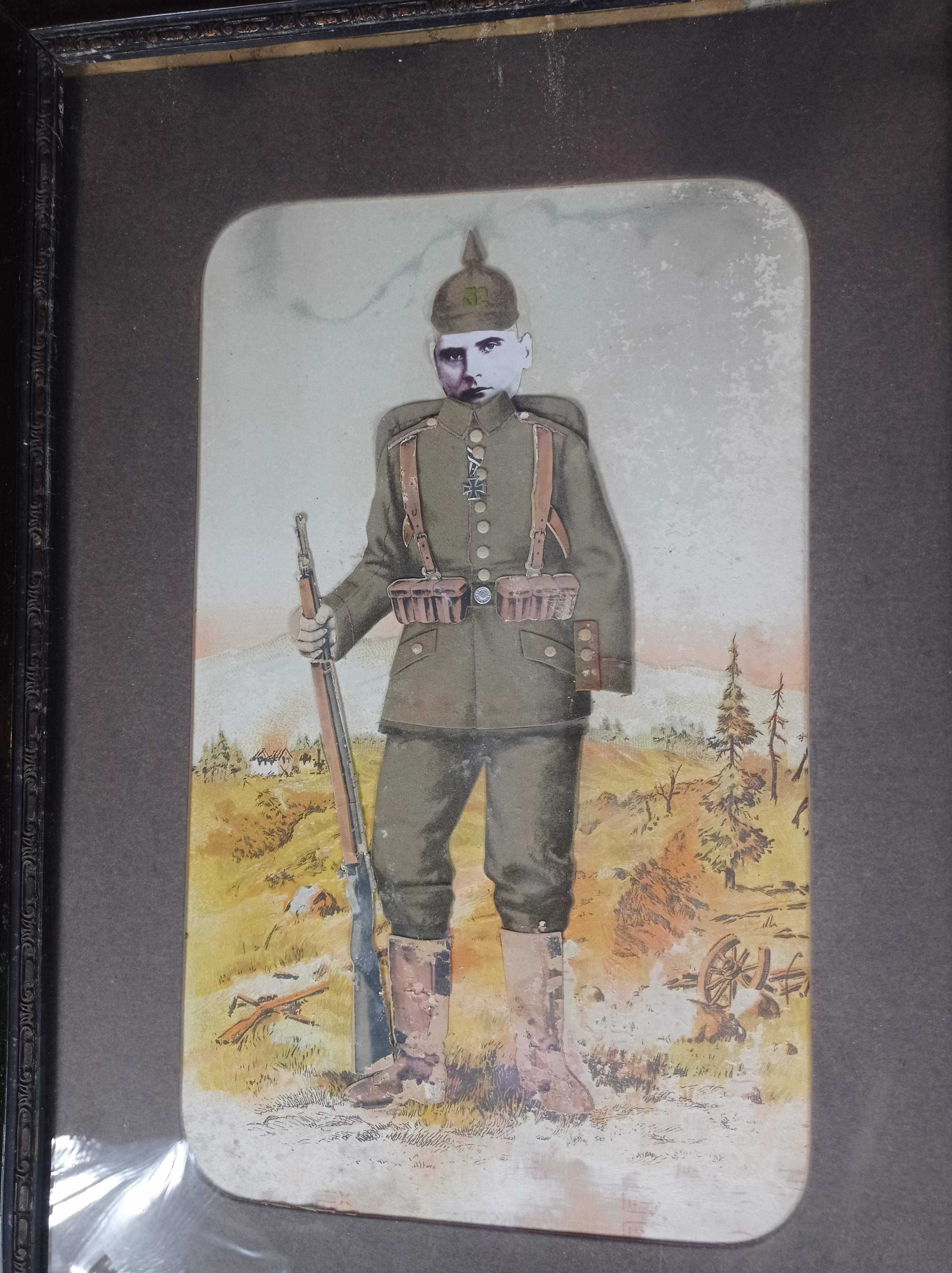 Żołnierz pruski stary obraz krzyz zelazny