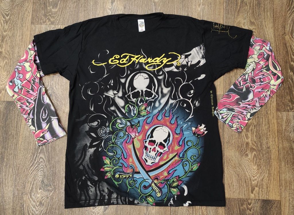 XL Ed Hardy оригінальний чоловічий лонгслів, футболка