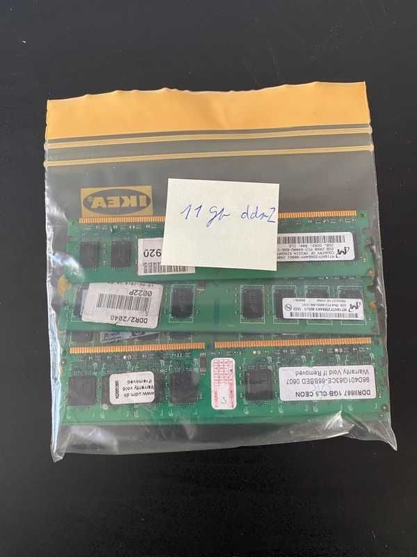 Pamięć RAM DDR2 – 11 GB łącznie – różne marki