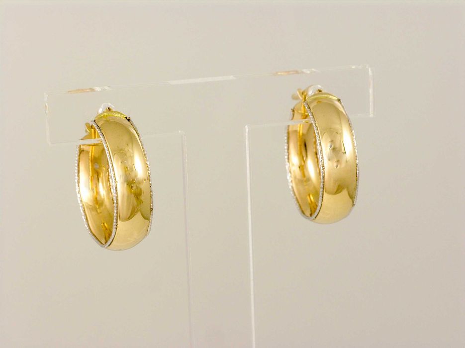 Złote Kolczyki Koła Diamentowane Rodowane Pr 585