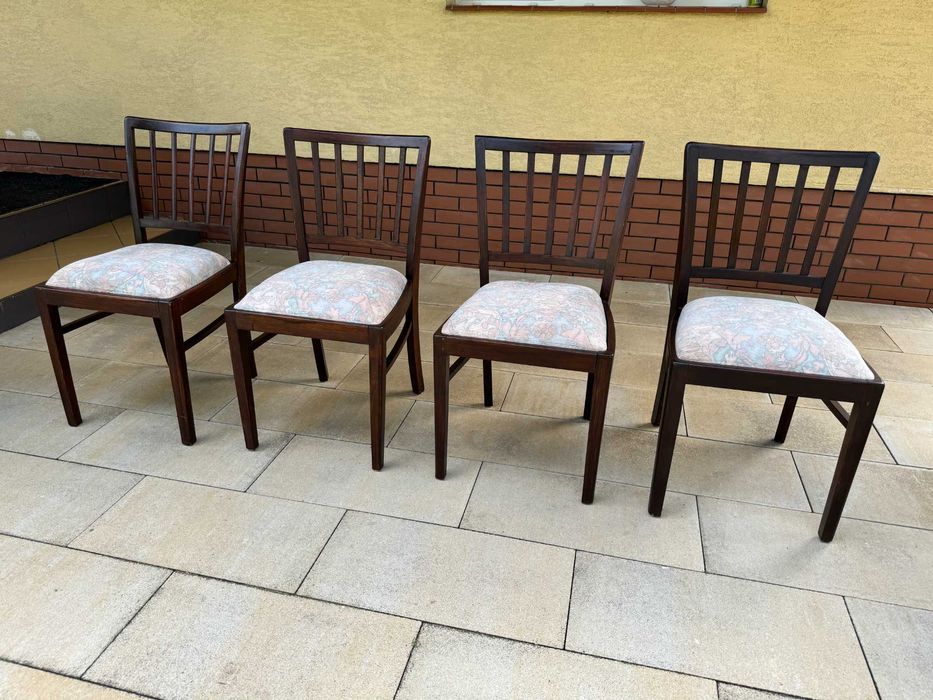 Krzesła art deco na sprężynach stylowe PRL stare krzesło vintage