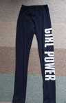 Granatowe legginsy z białym napisem Girl Power 158