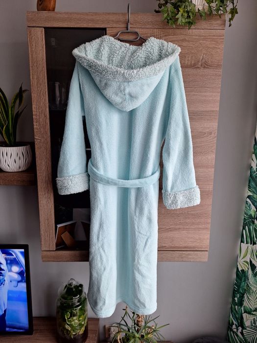 Pastelowy zielony Szlafrok Polarowy M/L