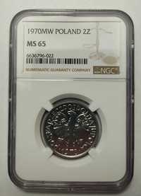 2 zł z 1970, NGC MS65, mennicza, grading