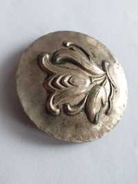 Stara srebrna broszka srebro 900 rękodzieło biżuteria