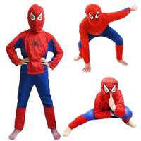 Strój Spiderman Kostium Na Bal Karnawałowy Maska Rozmiar M 110-116