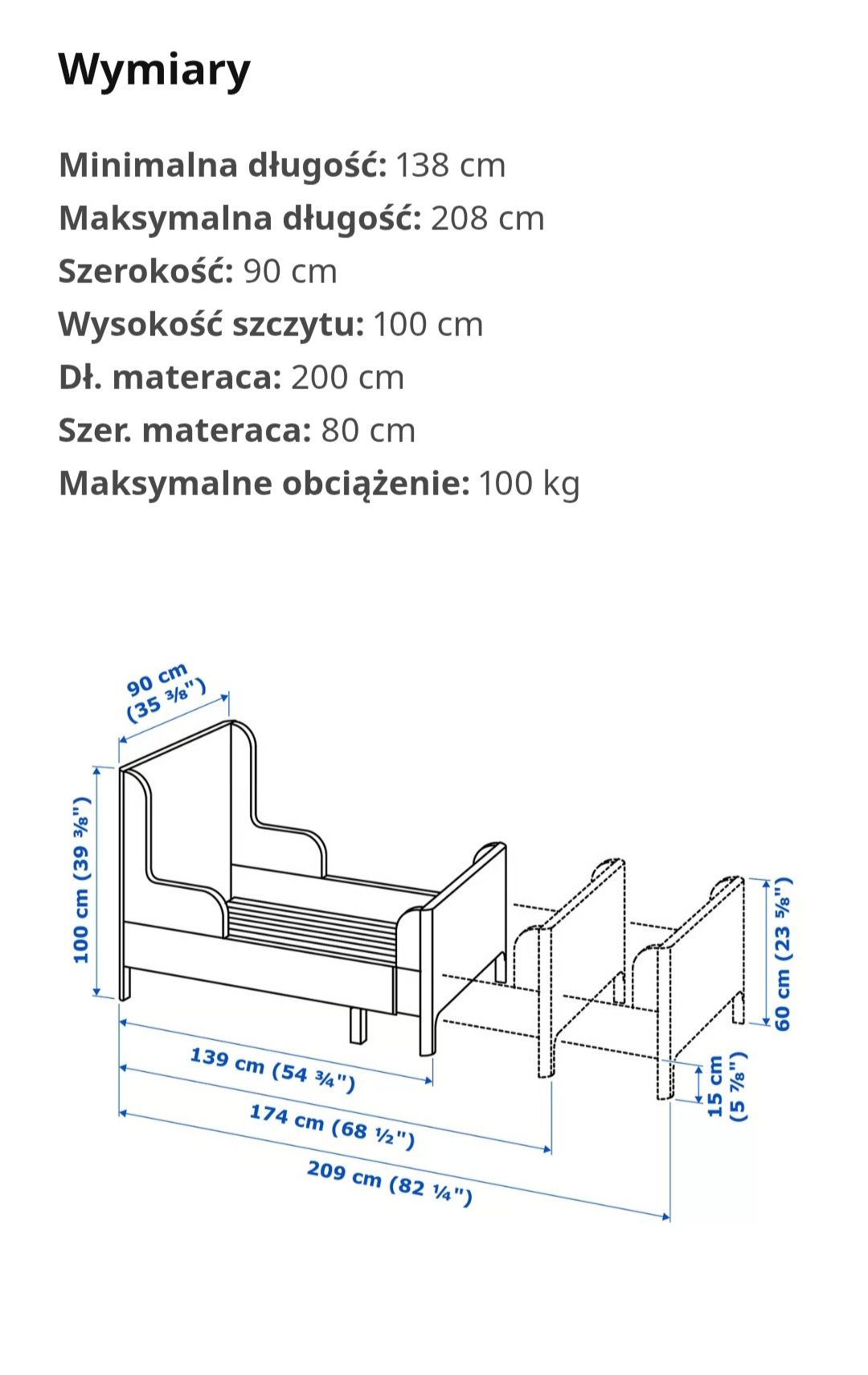 Łóżko dziecięce Ikea BUSUNGE