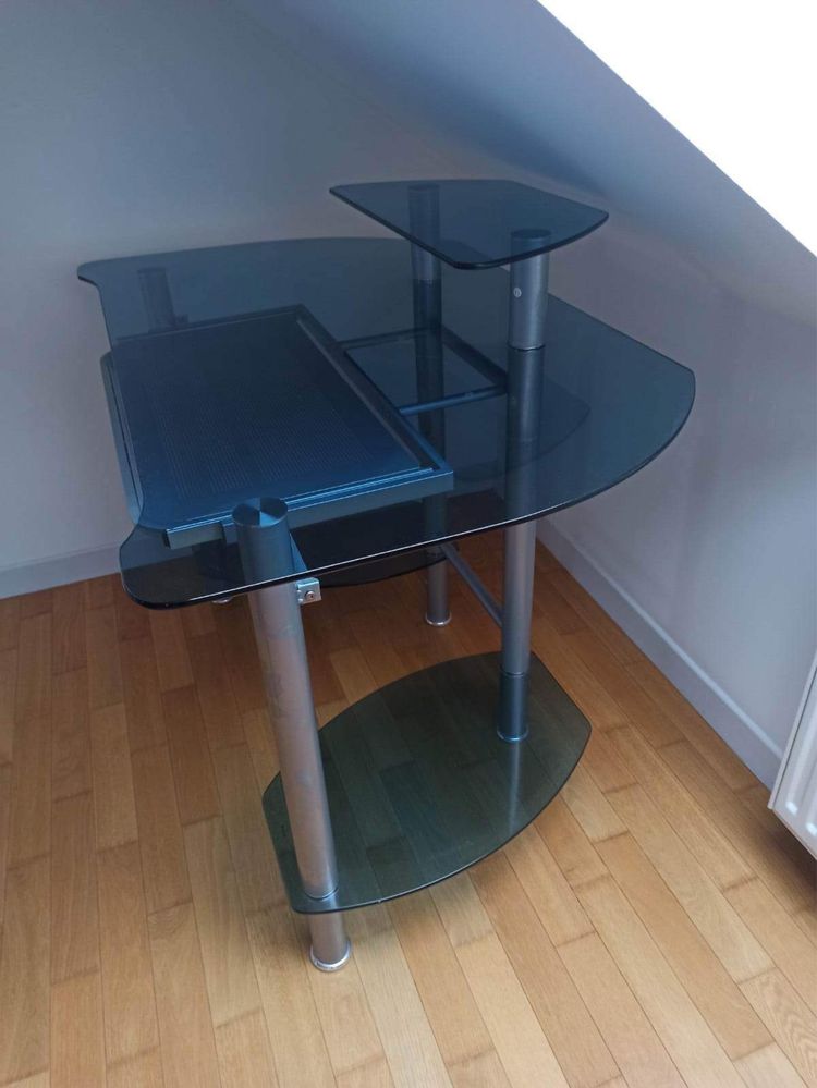 Duży szklany stół pod komputer biurko szkło