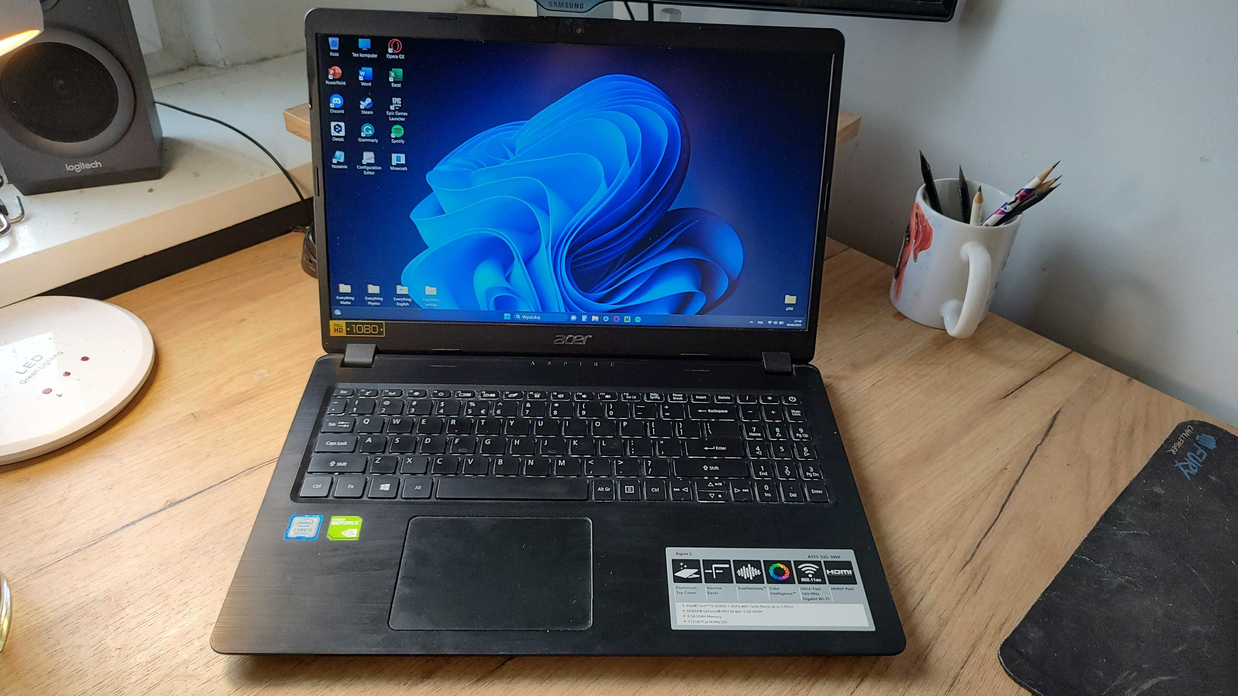 Laptop Acer Aspire 5 8/512GB SSD intel i5 3.9GHz