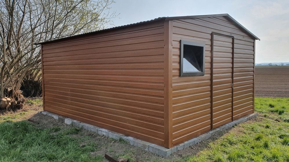Garaże Garaż blaszany drewnopodobny domki ogrodowe Schowki Magazynki