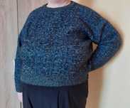 52 54 Sweter crop krótki ciepły marmurkowy melanż wzorki wełna vintage