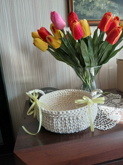 Koszyczek ze sznurka bawełnianego / rękodzieło/