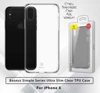 Capa Silicone Baseus P/ iPhone X / XS - Incolor/Azul/Vermelho/Cinza