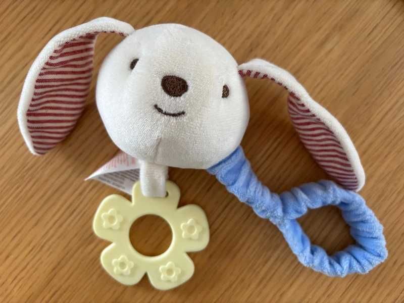 Króliczek pacynka na rękę dla niemowlaka gryzak zabawka niemowlęca