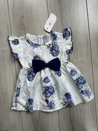 Платье для малышки с бантиком в цветочный принт 3-6 мес/ 68 см