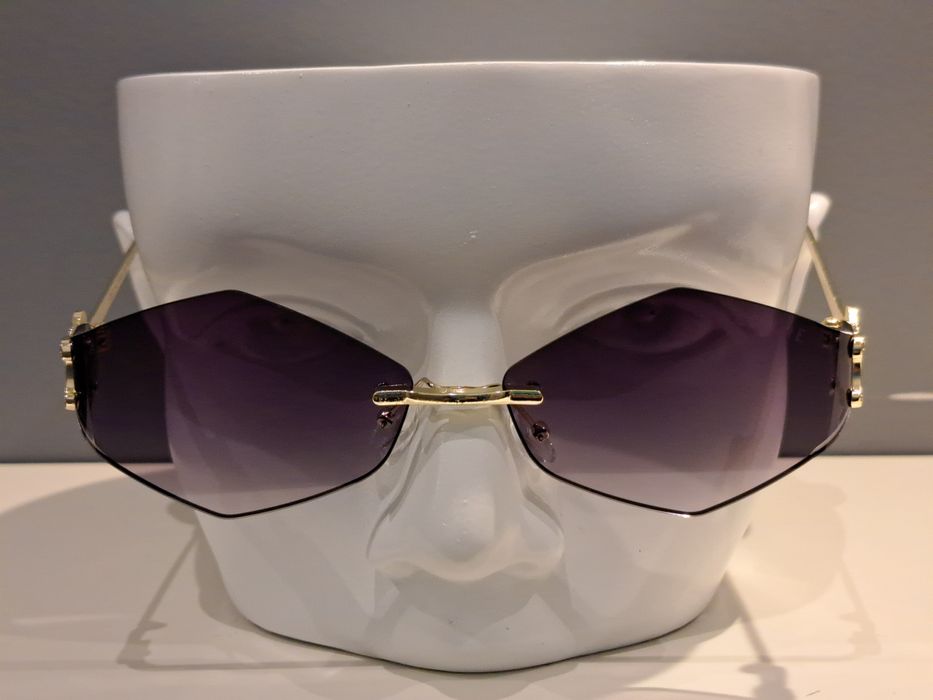 CELINE zlote nowe damskie okulary przeciwsłoneczne romby logowane