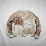 Vintage kardigan patchwork kurtka swetrowa L