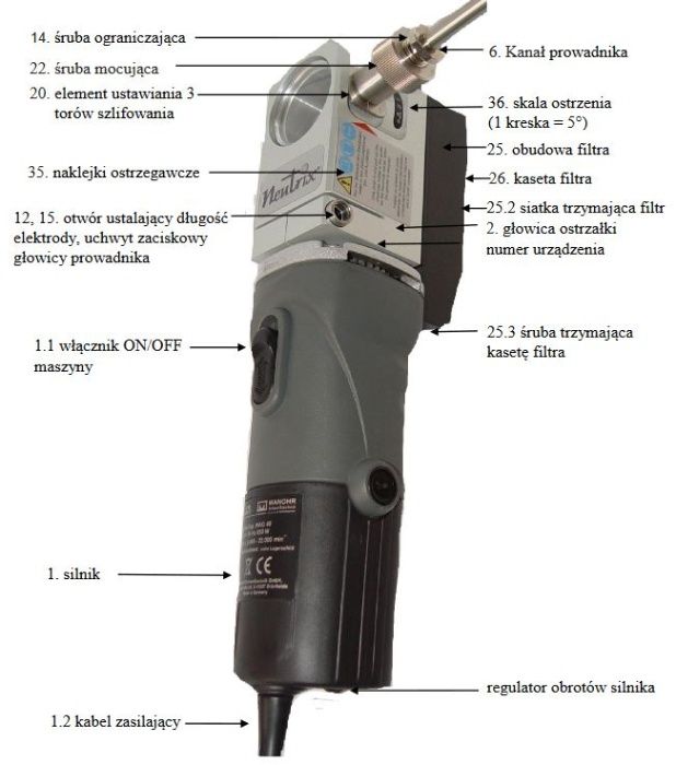 Szlifierka, ostrzałka do elektrod wolframowych - Neutrix WAG 40 -10%