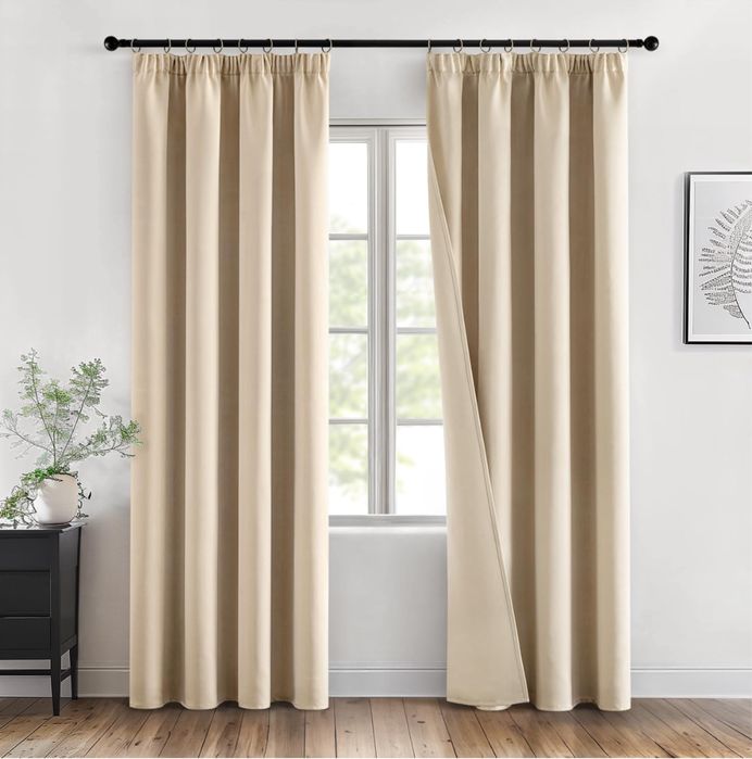 2 Zasłony 140x245cm. Zaciemniające Termiczne Z Taśmą Marszczącą.