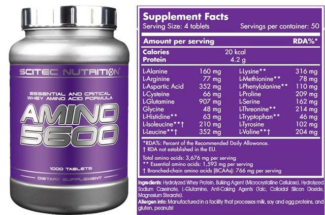 Аминокислота Комплекс Scitec Nutrition Amino 5600 200 таблеток Венгрия