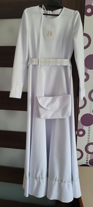 Strój komunijny, sukienka komunijna dla dziewczynki z wiankiem + boler