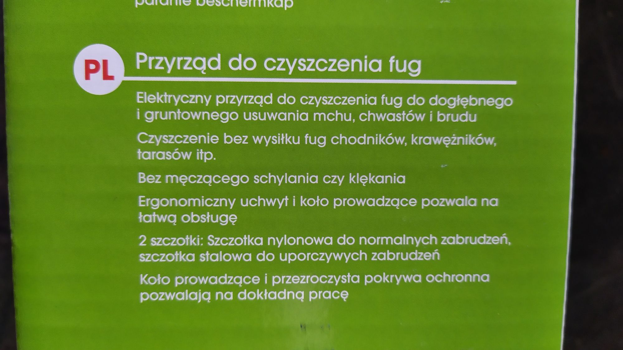 Elektryczny przyrząd do czyszczenia fug, krawężników i kostki