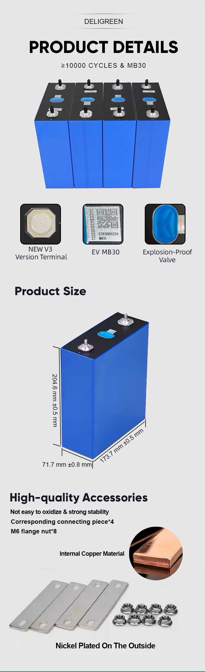 Akumulator, ogniwo EVE MB30 306AH Grade A  LiFePO4 komplet 16 szt.