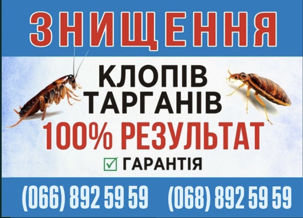 Знищення тарганів клопів бліх Уничтожение тараканов клопов блох