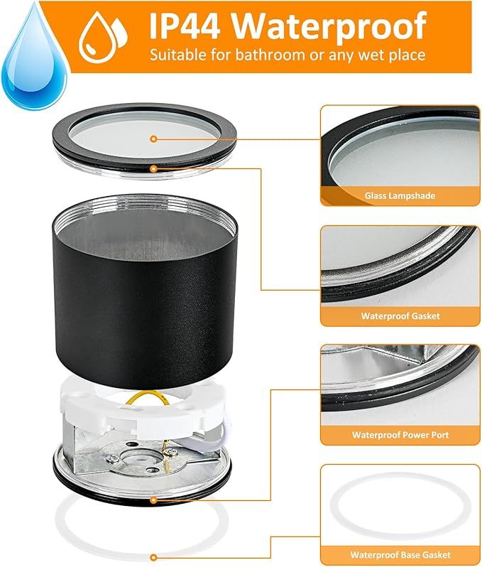 Reflektor sufitowy Gleonlux  9W ściemnialny IP44 czarny 3CCT