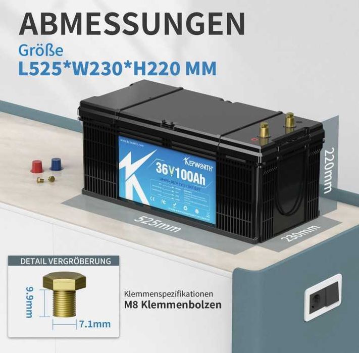 Bateria litio LifePO4 100AH | 150AH 36V BMS, Bluetooth, GRADE A