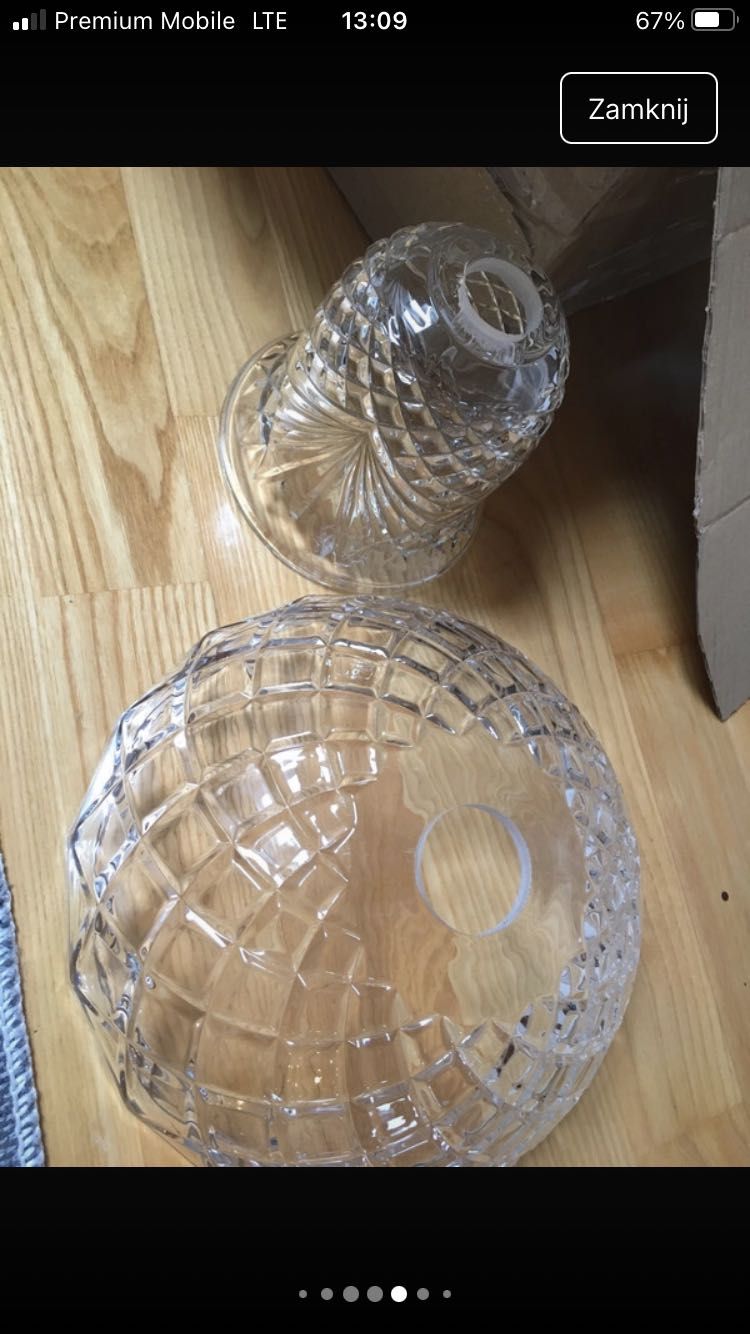 lampa wiszącazyrandol 3 szklane klosze i dodatkowo 3 klosze do lampy