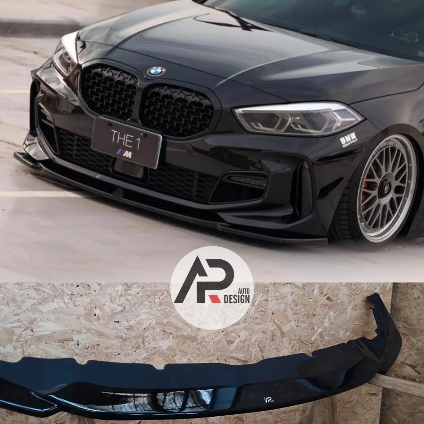 BMW F40 F44 Lip Lamina Spoiler Frontal Mperformance preto brilhante