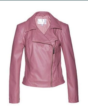 Ультрамодная кожаная розовая куртка