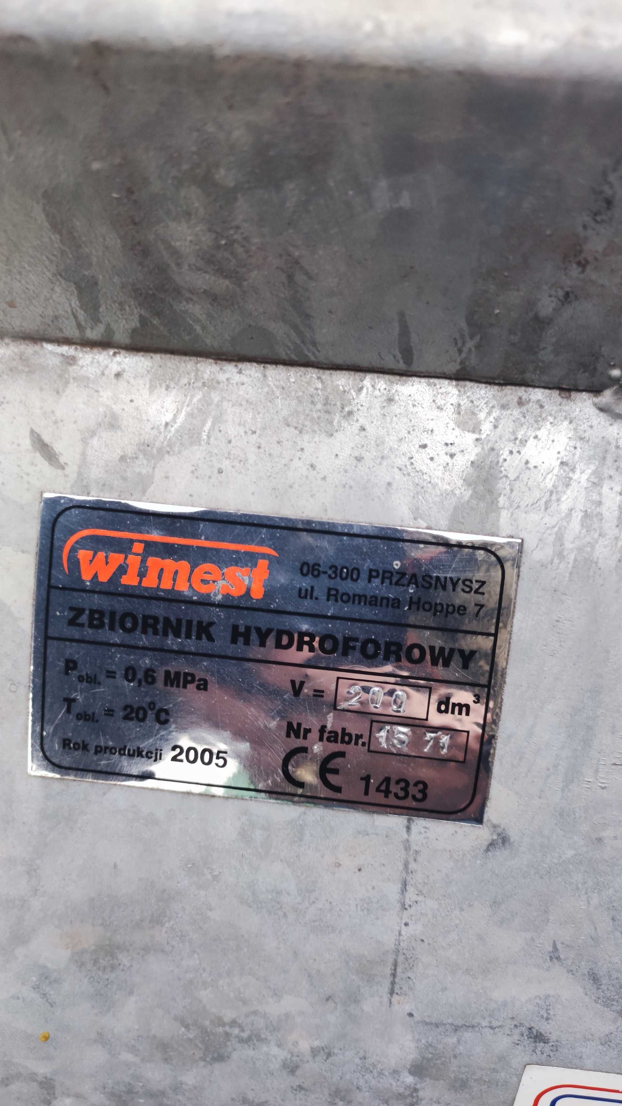 Zbiornik hydroforowy 200 l, hydrofor 200l