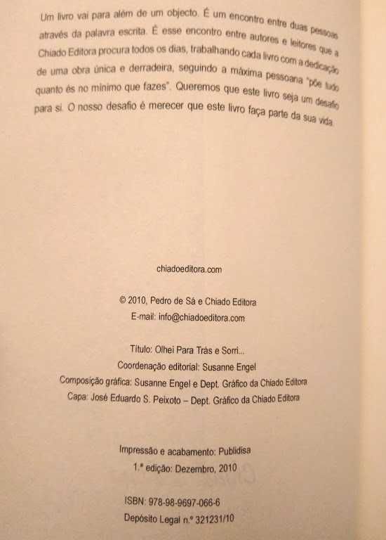 Pedro de Sá - Olhei para trás e sorri...