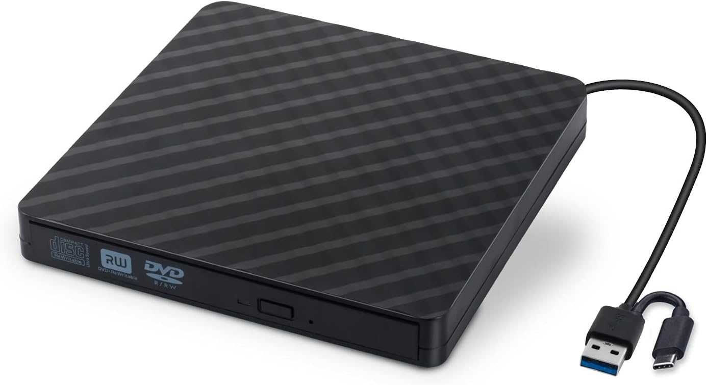 Zewnętrzny napęd DVD ROM CD +/-RW USB 3.0/typ C odtwarzacz/nagrywarka