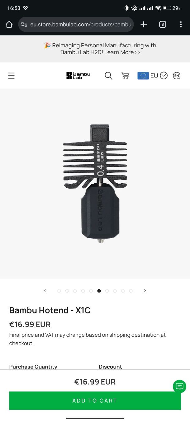 Nozzle para impressora Bambu lab P1S / X1 carbon