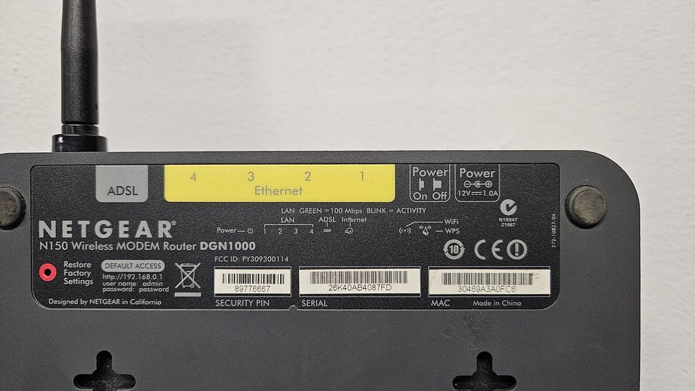 Netgear DGN1000 router ADSL